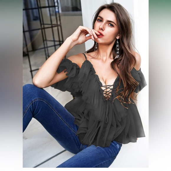 Simplee Apparel Black Ruffled Mini Dress - Picture 2 of 6